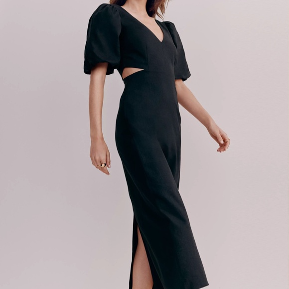 NWT Ann Taylor- Petite Linen Blend Cutout Dress - Picture 1 of 7